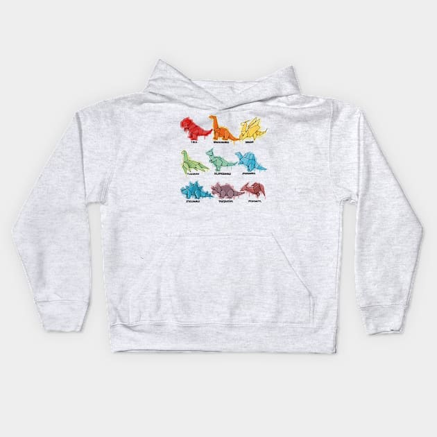 Origami Dinosaurs Kids Hoodie by Vallina84